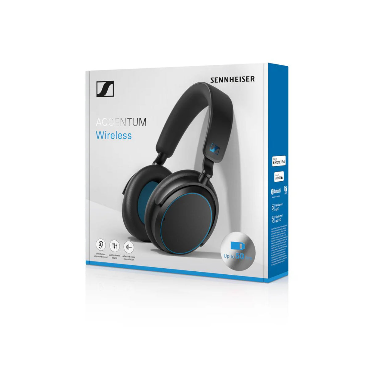 Sennheiser Accentum Wireless Blues ANC Headphones 50-Hour Playtime