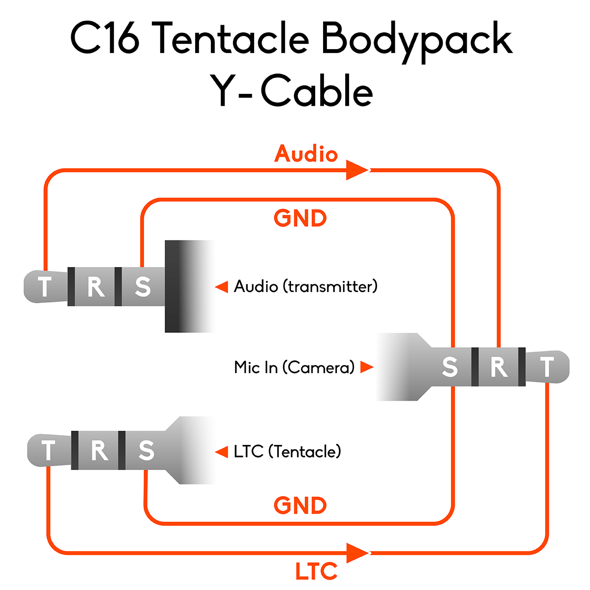Tentacle and Bodypack Receiver to Camera Y-Cable
