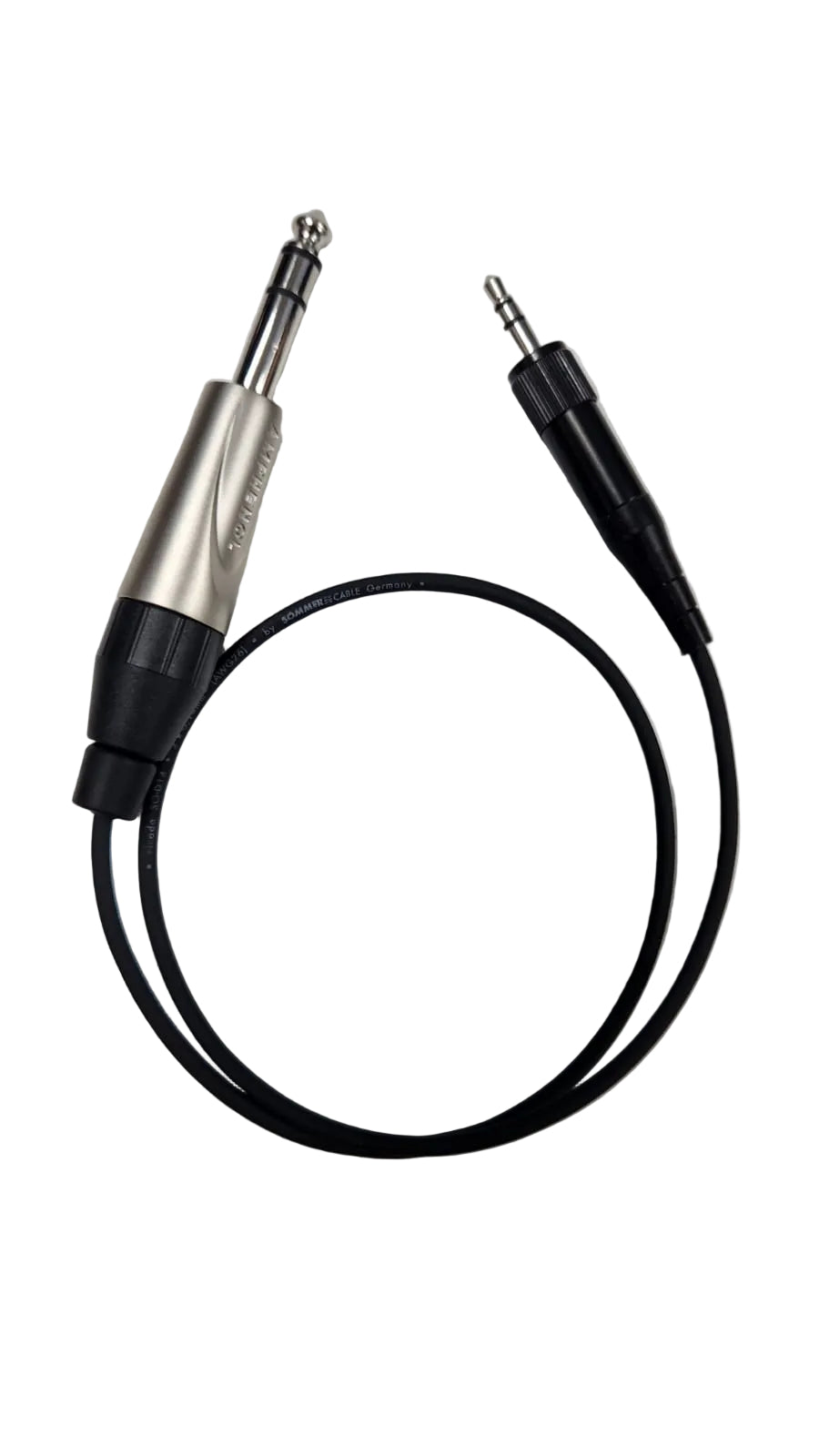 Audio Cable: Big Jack (1/4 inch) To Screwlock TRS Minijack 50cm