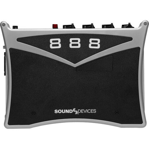 Sound Devices 888 audio mixer with branding on a white background